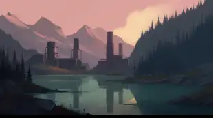botter17_a_Power_station_near_a_lake_in_the_woods_with_mountain_7960ac30-8492-4460-840b-2d94b5798d48.png