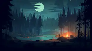botter17_a_small_fire_at_night_in_the_woods_in_the_style_of_2d__71df0545-c3e9-4291-9cee-ef3894442c95.png