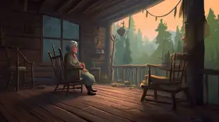 botter17_an_old_woman_in_a_rocking_chair_on_the_deck_of_a_cabin_d66dc830-2663-46a5-a39f-56303c5cc4d4.png