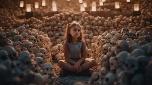 botter17_a_young_girl_sitting_on_a_mound_of_Human_Skeletons_Cle_60e1f58d-d817-491e-9bb1-9ea9186edac4.png