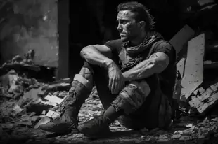 botter17_black_and_white_photo_of_wounded_victim_of_war_sitting_f09c6386-9535-4e6f-af3f-5b8955688a9e.png