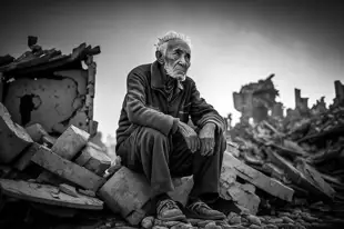 botter17_black_and_white_photo_of_wounded_old_man_sitting_on_th_53e9a3e6-435a-4b1b-914d-a9dfcabb02a1.png