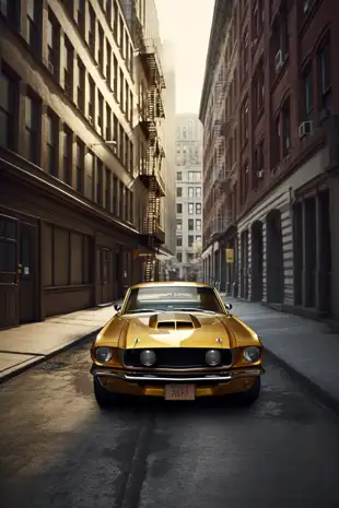 botter17_cinematic_realistic_photo_of_a_golden_Ford_Mustang_in__e39b5ebb-0e39-40fb-b30d-1cd7eb28474c.png