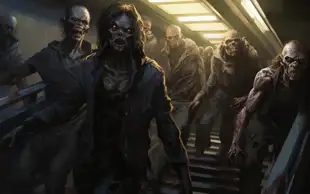 behindthecouch_group_of_undead_zombies_walking_down_stairs_of_s_9e832d92-2b28-4f3e-9552-752abdac72b8.png