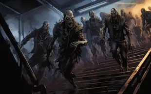 behindthecouch_group_of_undead_zombies_walking_down_stairs_of_s_f3483d3a-c293-4c66-97d9-3a82abd5292b.png