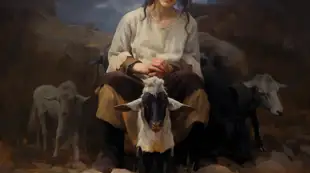 behindthecouch_oil_painting_of_a_female_goat_herder_sitting_out_da5715db-1ad1-46a6-9167-1714bde5d07f.png