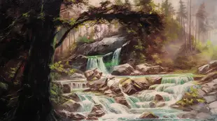 behindthecouch_oil_painting_of_a_waterfall_in_the_woods_a8b902e0-71ac-4aac-a6a2-a7b96d905392.png