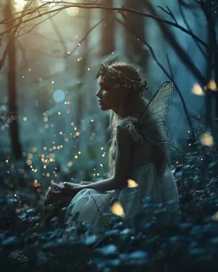 behindthecouch_a_beautiful_fairy_sitting_in_woods_between_the_b_3d6666bb-d36a-4377-9568-905a278e7607.png