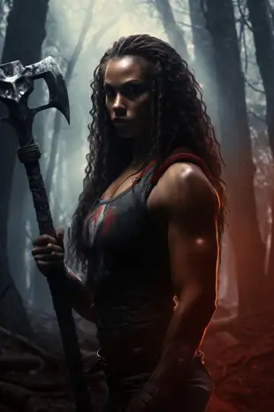 behindthecouch_female_bodybuilder_in_the_woods_holding_an_axe_-_93c2d879-52ff-4f68-ad39-6233c70101e7.png